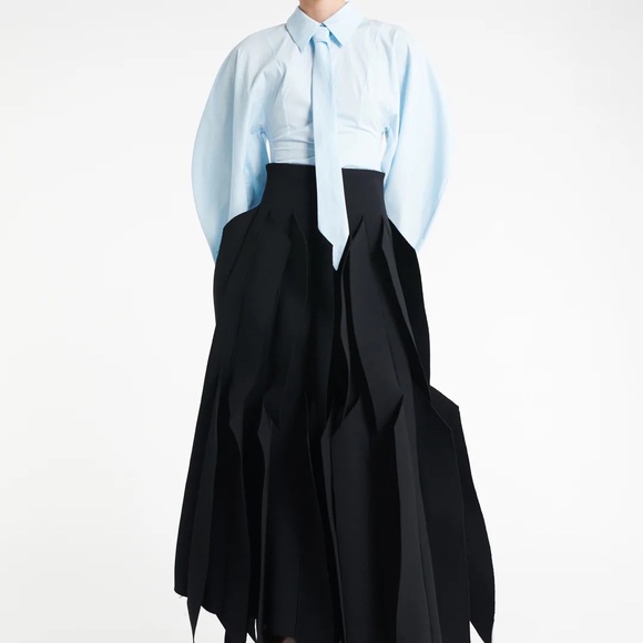 SKIRT WITH PANEL APPLIQUE BLACK - Picture 2 of 5